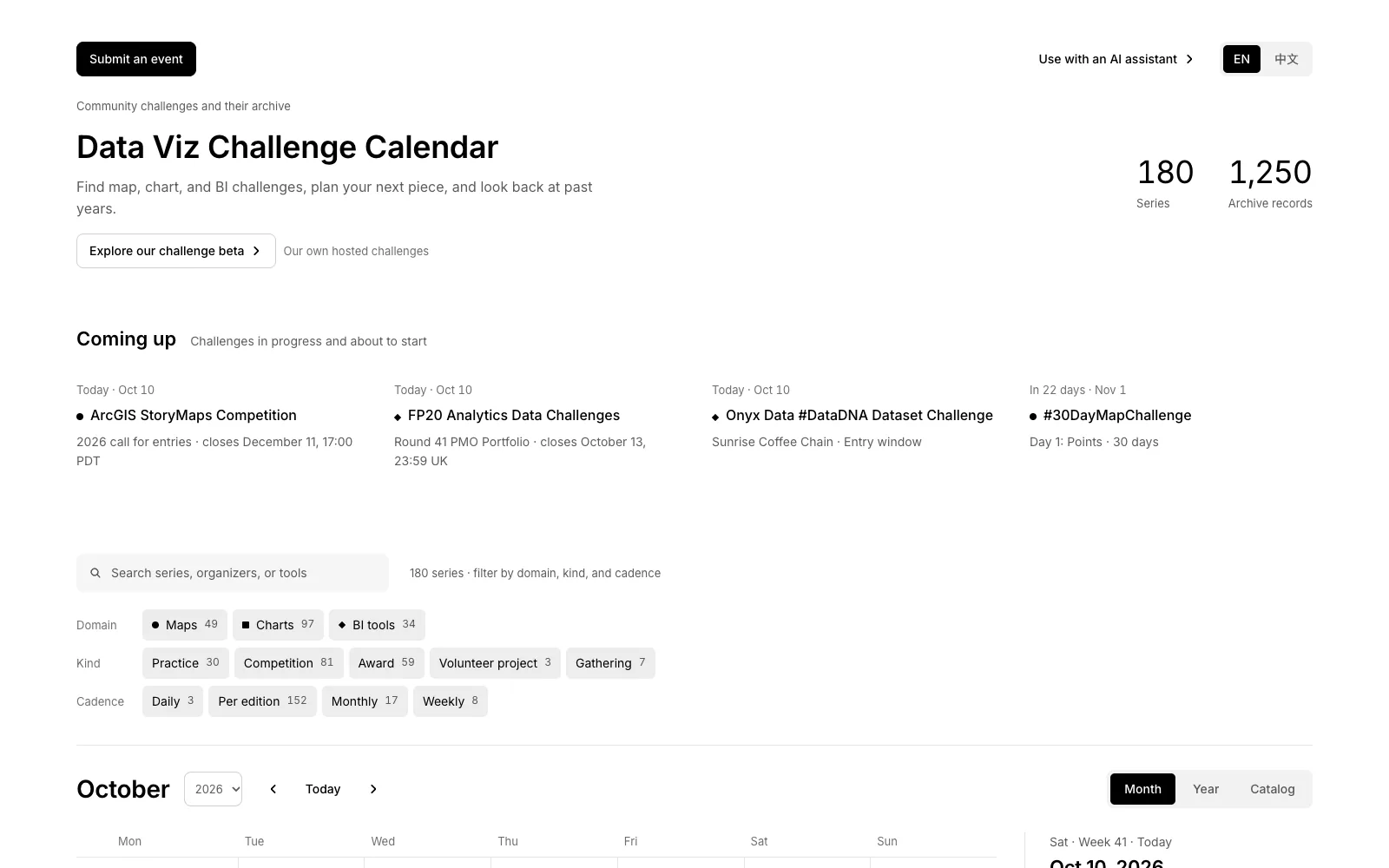 Data Viz Challenge Calendar, web tools by Gordon Tu